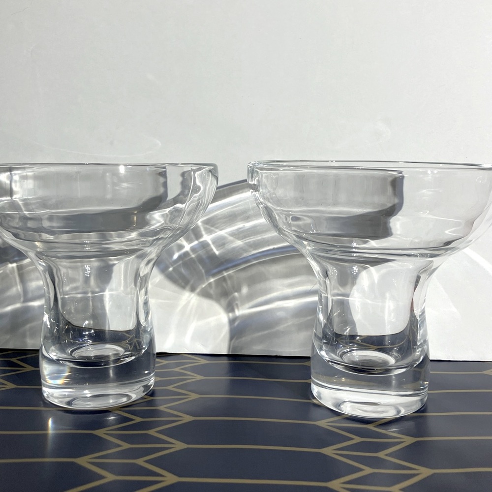 MCM Heavy Mushroom Shaped Cocktail Margarita Set Of 2 Vintage Mid Mod Glasses